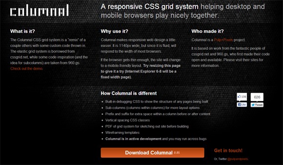 columnal responsive grid system