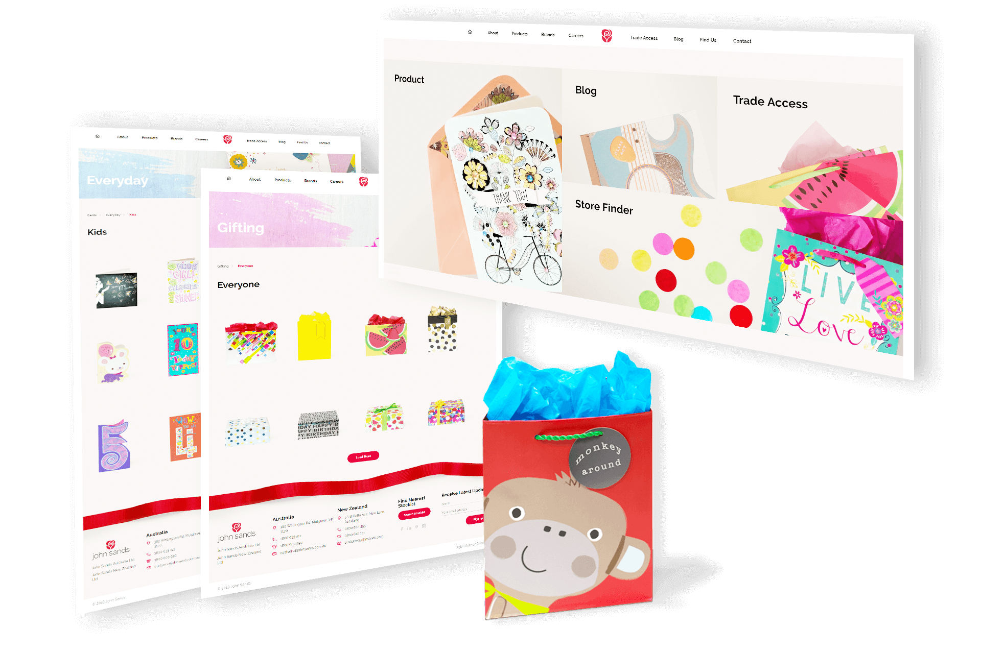 Desktop View of Products Layout on John Sands Website