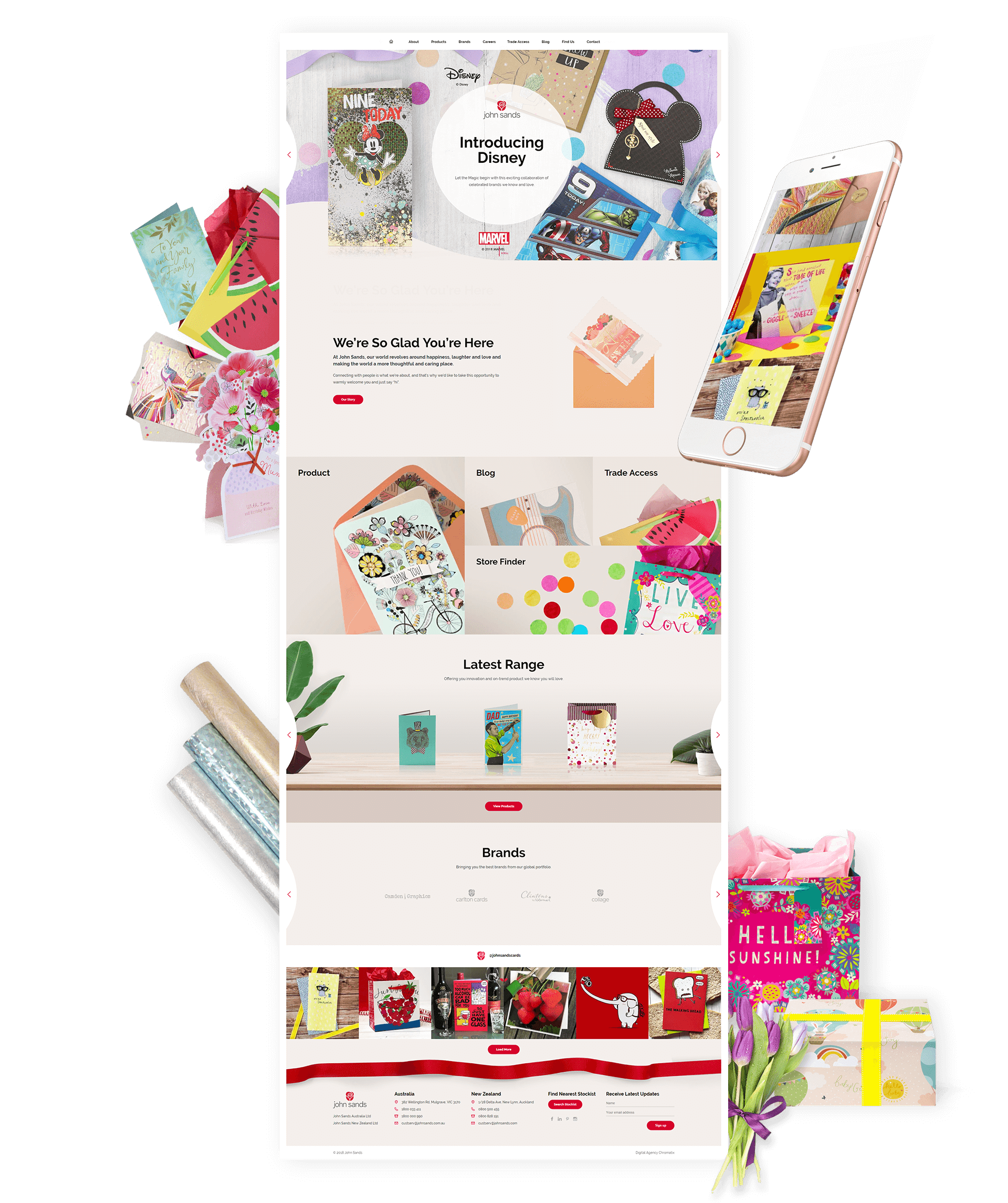 Desktop and Mobile Views of John Sands Website Showcasing Products