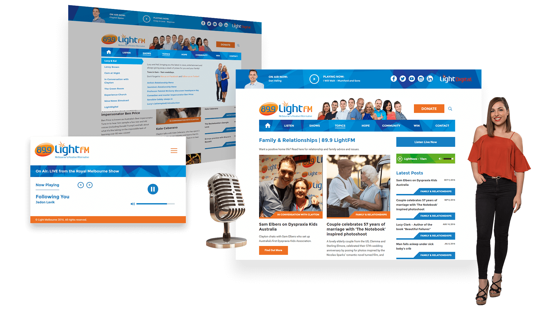 LightFM Website for Desktop Desktop Views of LightFM Website Showcasing Menus and Listing Page