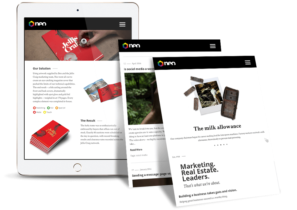 Tablet View of Neo Website Case Studies