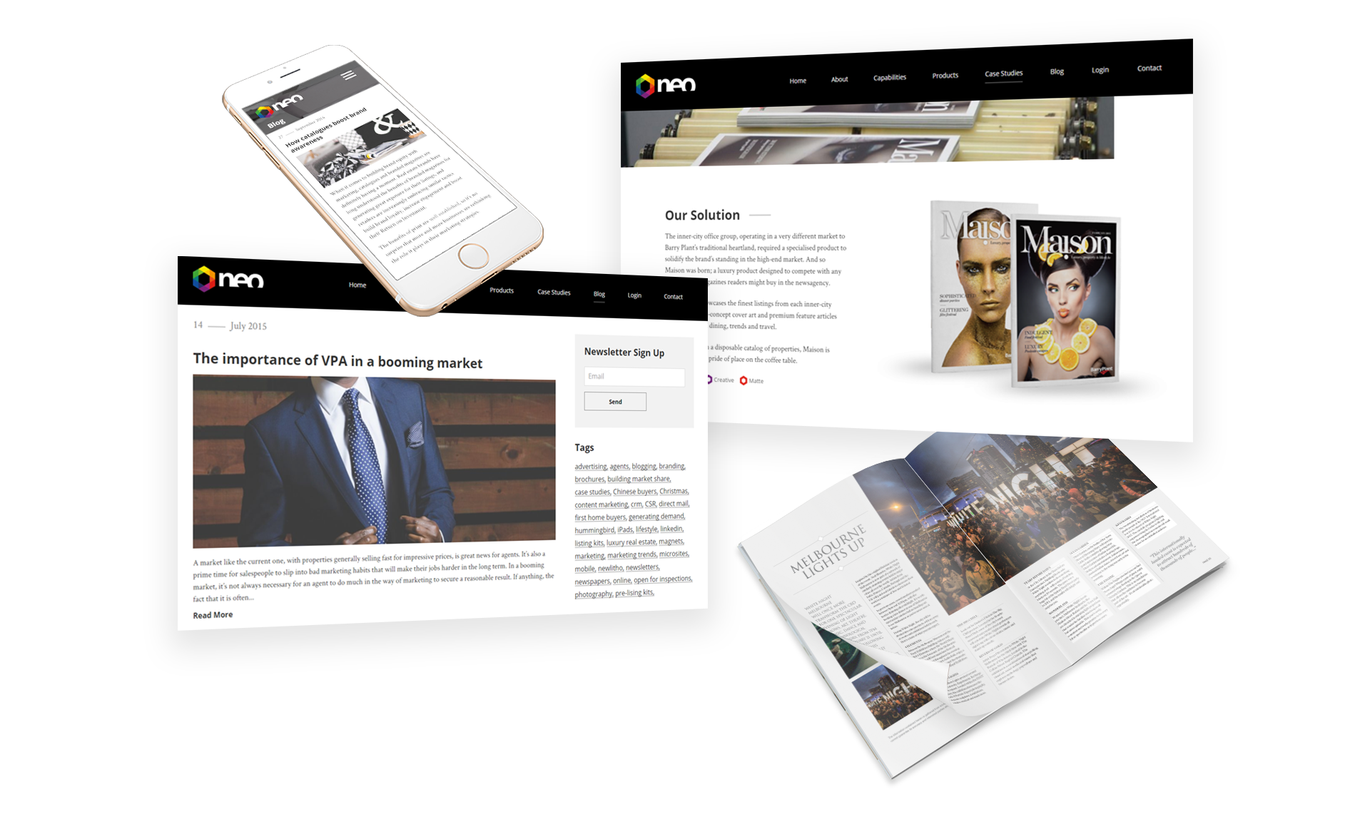 Desktop View of Neo Website Subpages