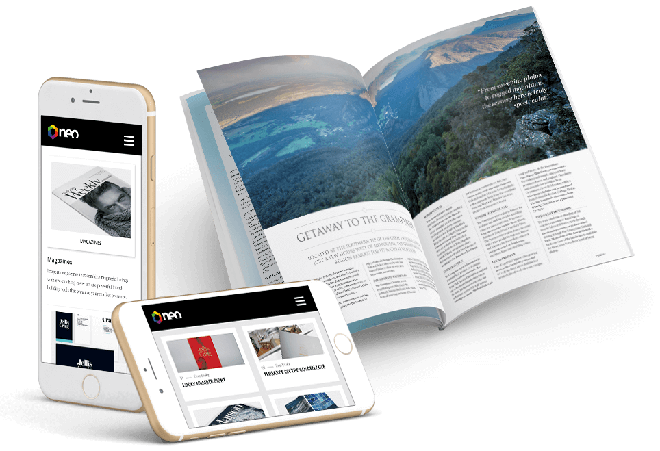 Mobile Views of Neo Website with Publication