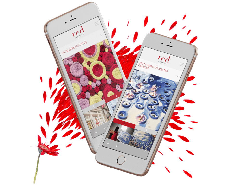 Mobile View of Red Hong Yi Website Showcasing Portfolio Pages and Artwork