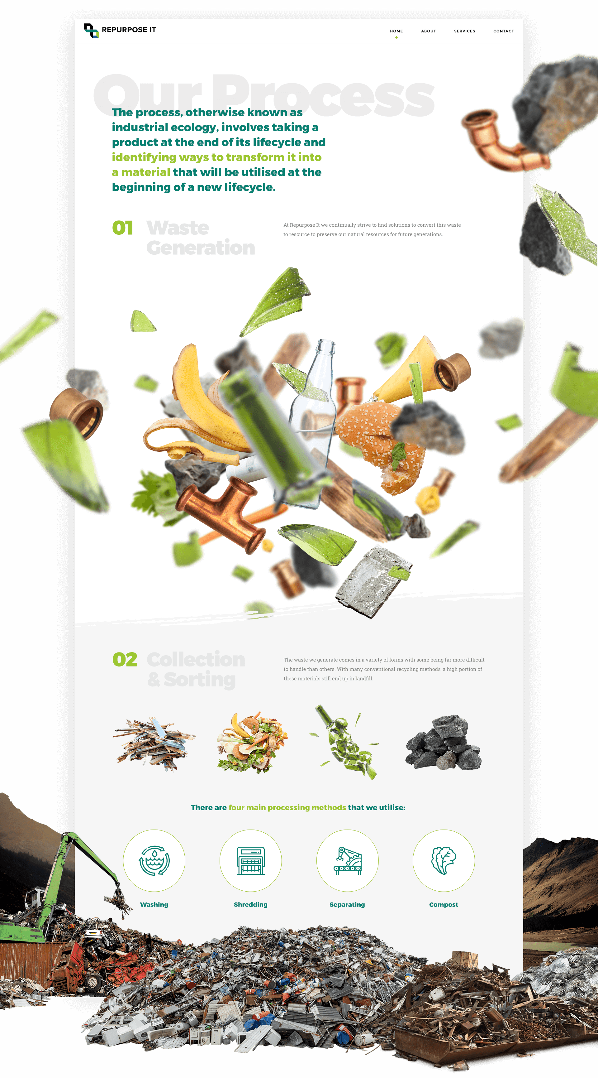 Desktop View of Repurpose It Website and Parallax Images