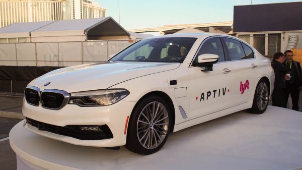 Lyft self-driving car at CES exhibition in Las Vegas