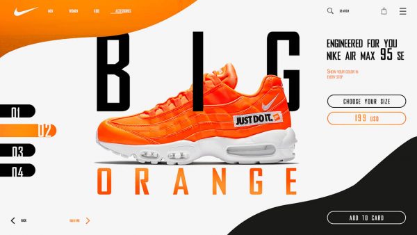 Orange shoe and overlapping text