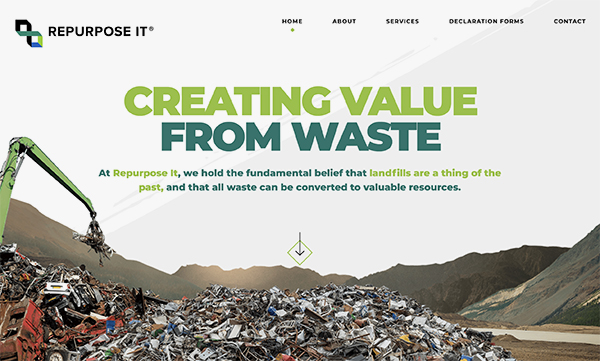 homepage header design showing rubbish