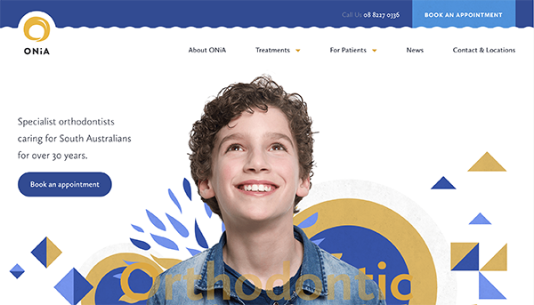 Homepage design showing a young boy
