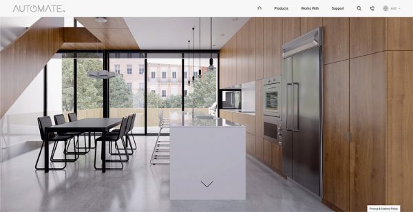 Homepage header showing minimalistic kitchen