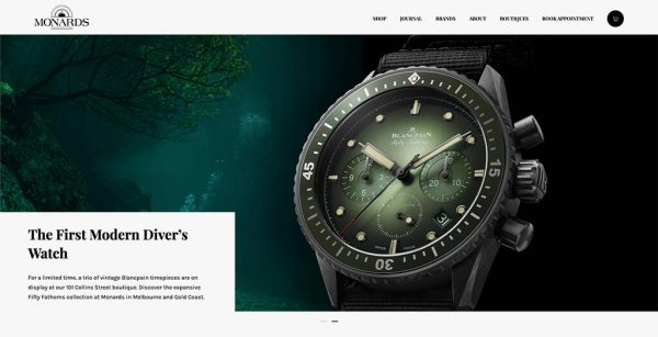 Homepage header banner showing expensive watch